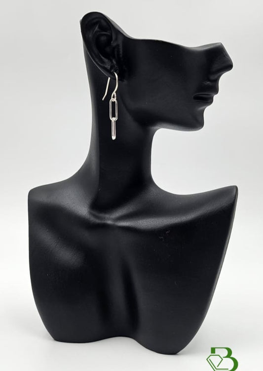 Sterling Silver paperclip earrings on ceramic head 